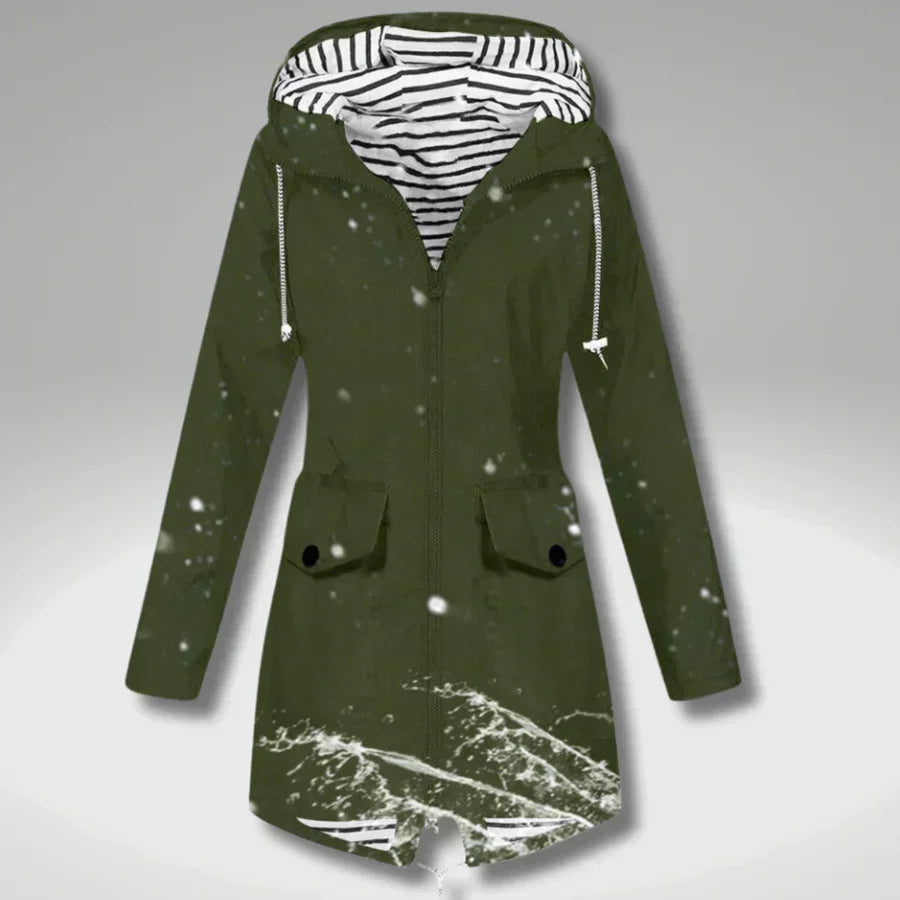 Manteau léger et imperméable avec capuche réglable pour femmes - Jade
