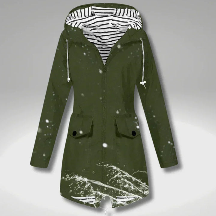 Manteau léger et imperméable avec capuche réglable pour femmes - Jade