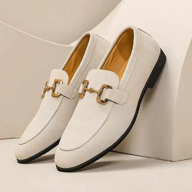 Lorenzo - Mocassins en daim avec boucle en métal