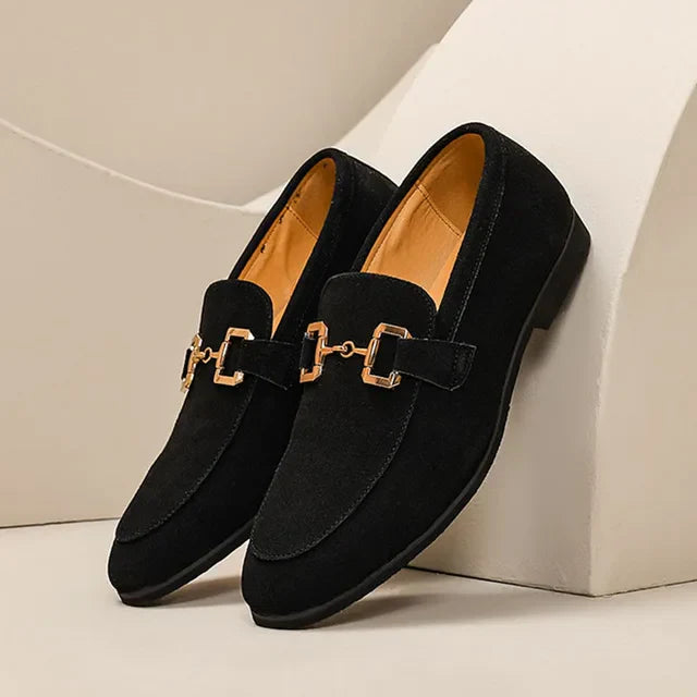 Lorenzo - Mocassins en daim avec boucle en métal