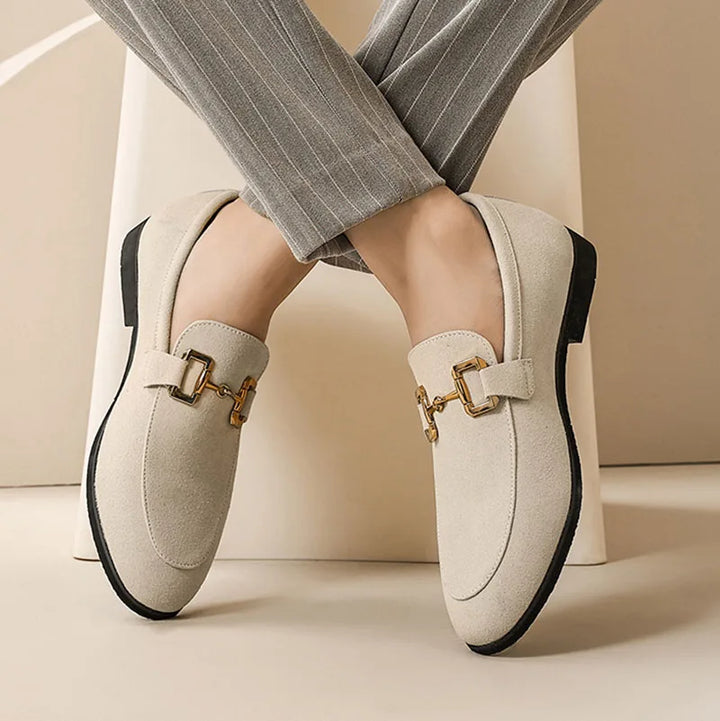 Lorenzo - Mocassins en daim avec boucle en métal