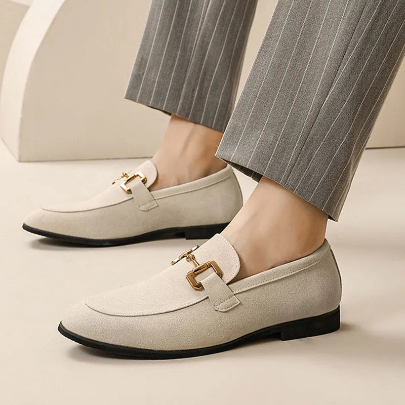 Lorenzo - Mocassins en daim avec boucle en métal