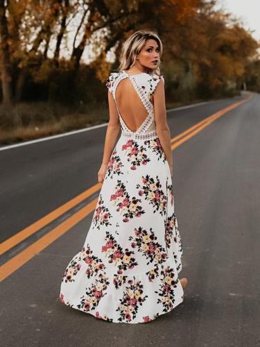 Bella - Robe Maxi Vintage Sexy à Imprimé Floral Fiesta