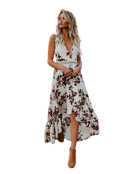 Bella - Robe Maxi Vintage Sexy à Imprimé Floral Fiesta