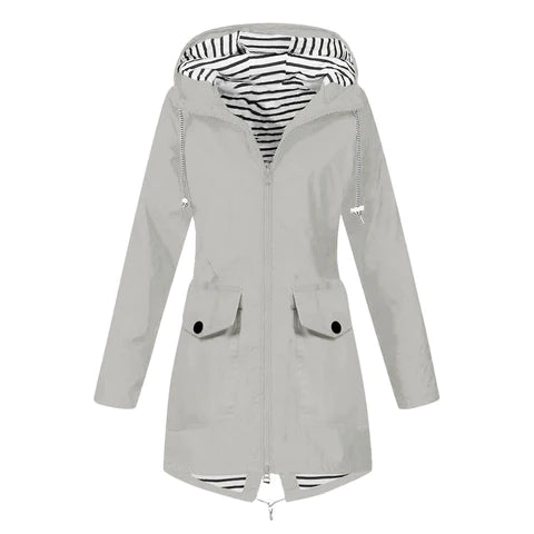 Manteau léger et imperméable avec capuche réglable pour femmes - Jade