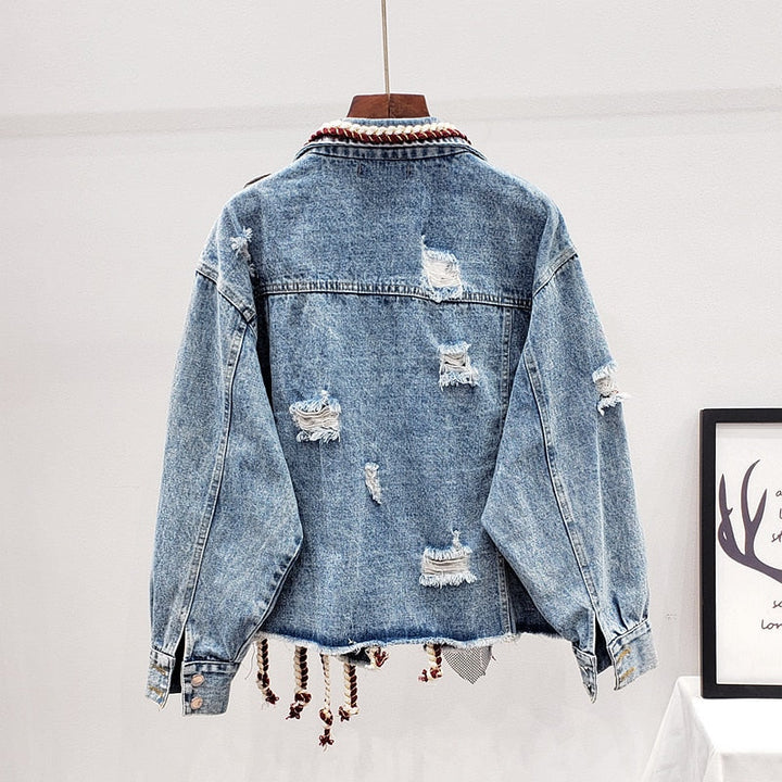 Coachella - Veste à pompon en denim