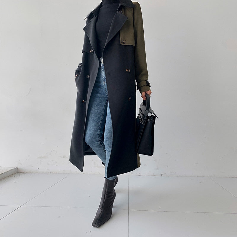 Lina - Manteau trench style chic marine et olive