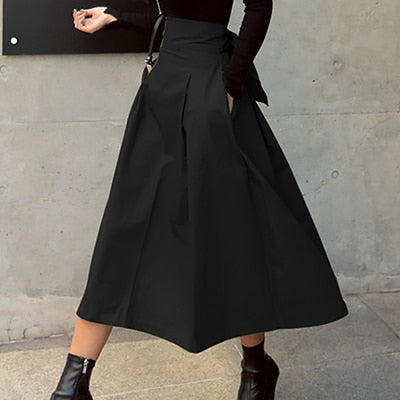 Jupe midi taille haute pour femme