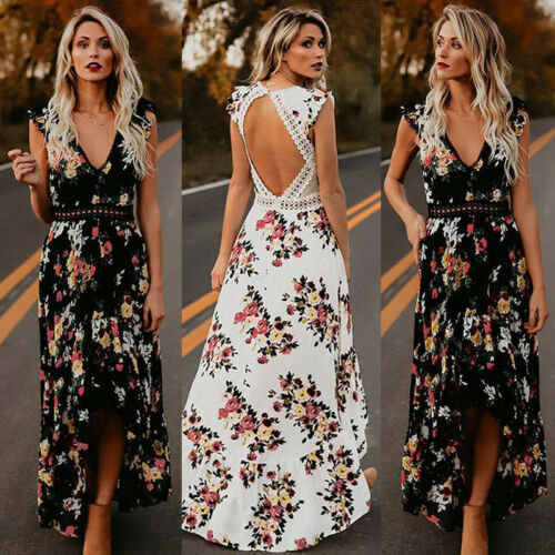 Bella - Robe Maxi Vintage Sexy à Imprimé Floral Fiesta