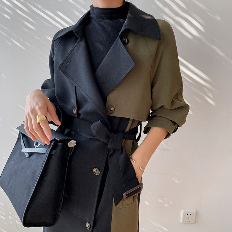 Lina - Manteau trench style chic marine et olive