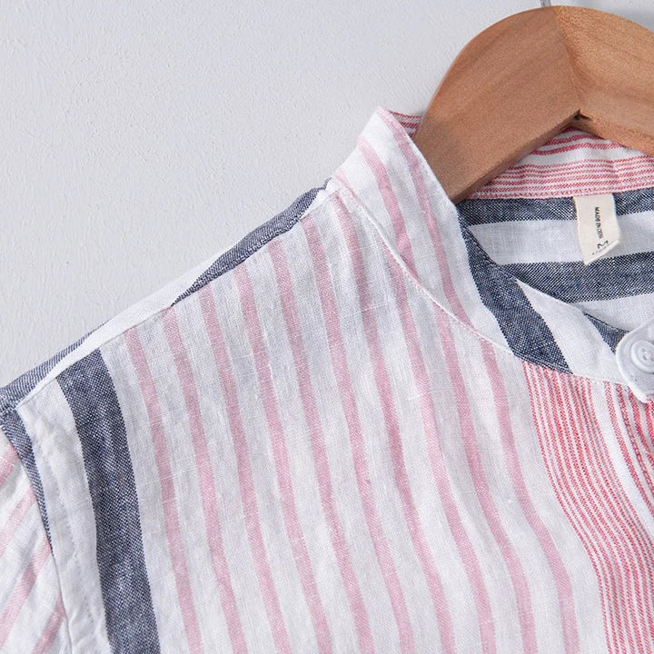 Chemise en lin de haute qualité pour hommes en rose et bleu