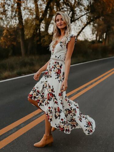 Bella - Robe Maxi Vintage Sexy à Imprimé Floral Fiesta