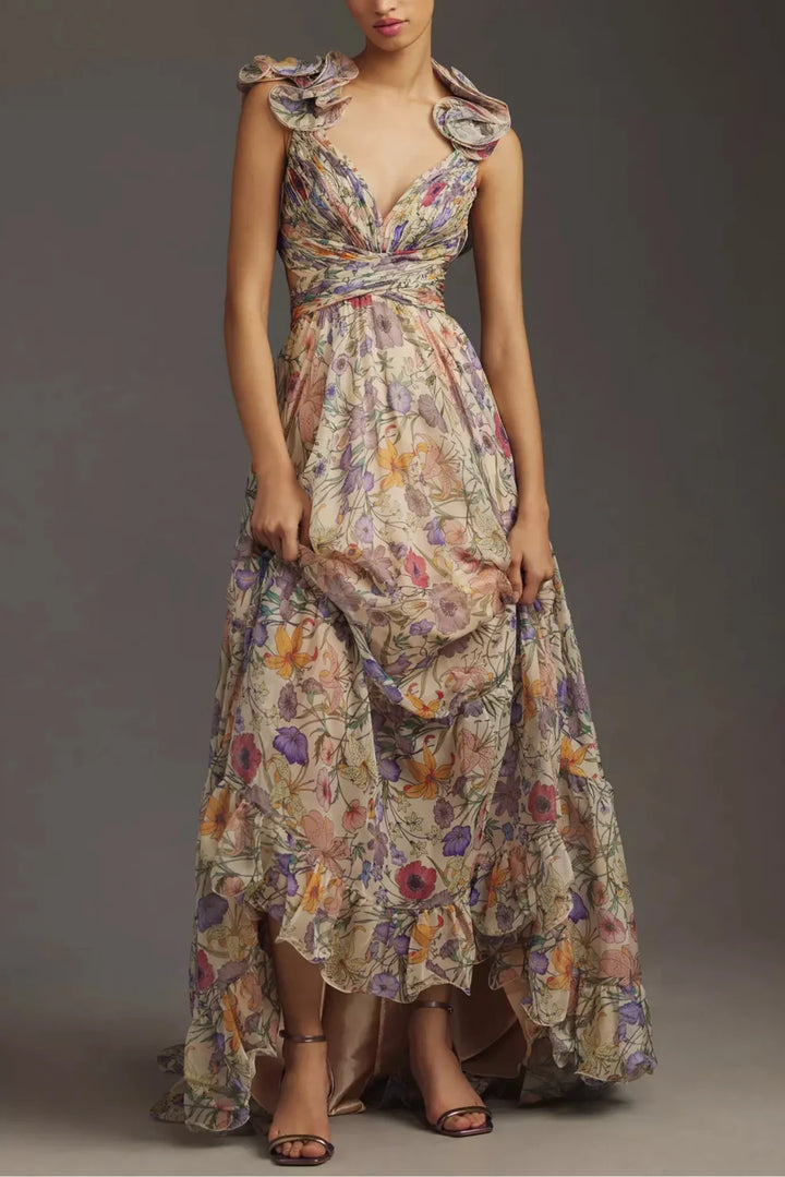 Juliet - Robe longue plissée à imprimé floral