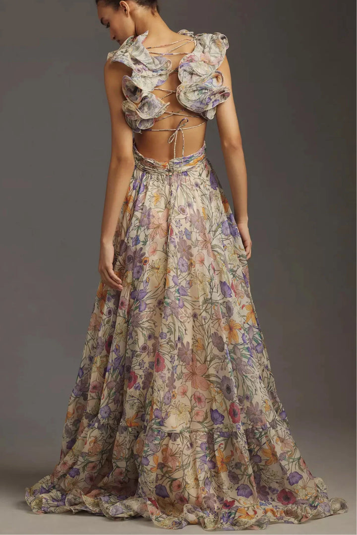 Juliet - Robe longue plissée à imprimé floral