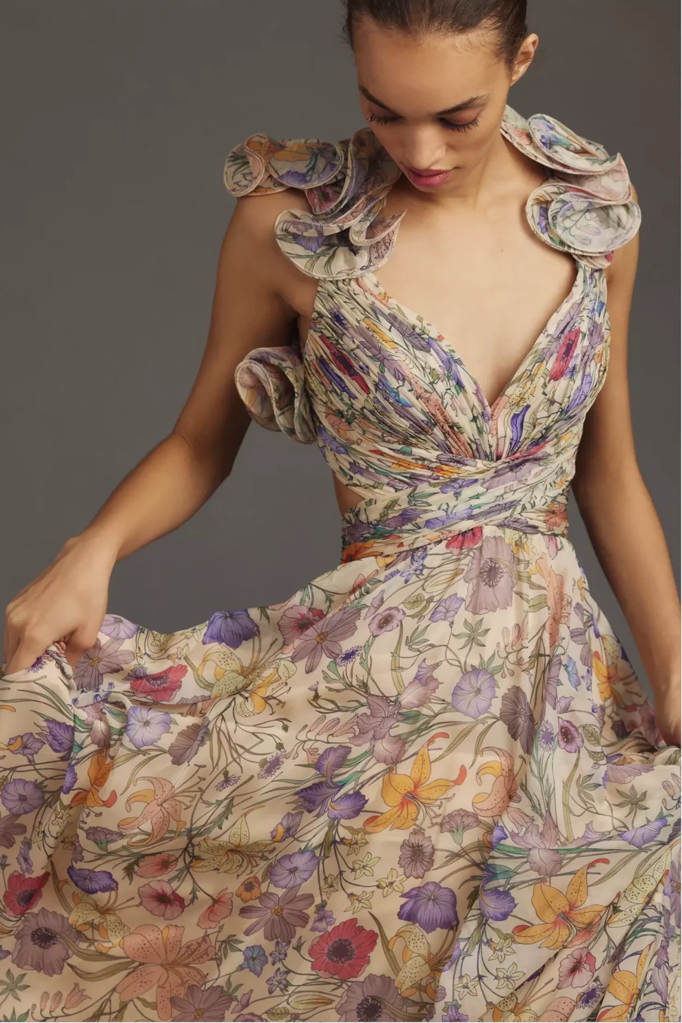 Juliet - Robe longue plissée à imprimé floral
