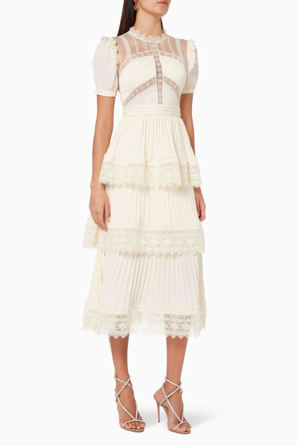Luciana - Robe midi avec dentelle et volants