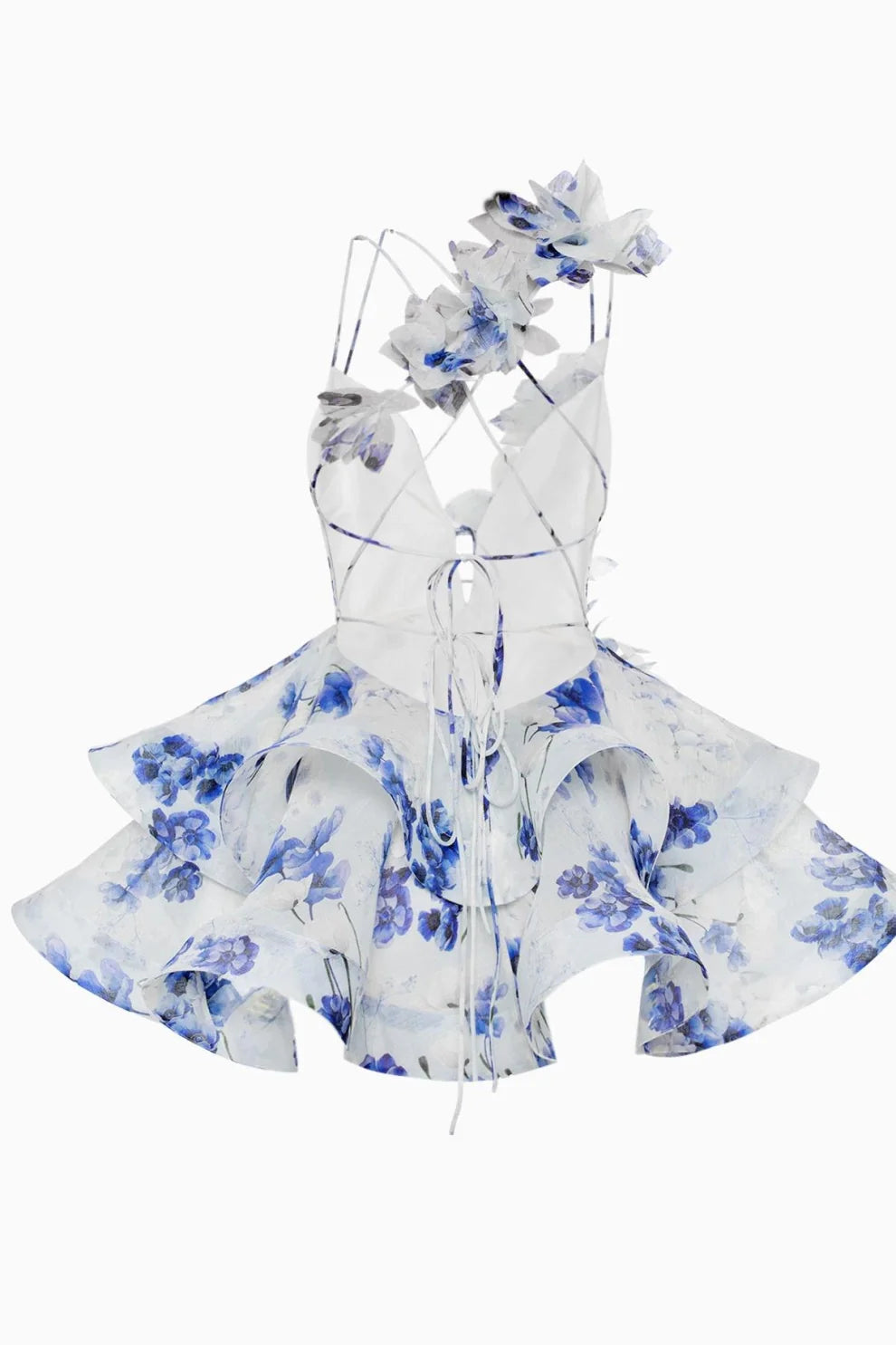 Isabella - Mini robe avec fleur 3D et volants en gaze