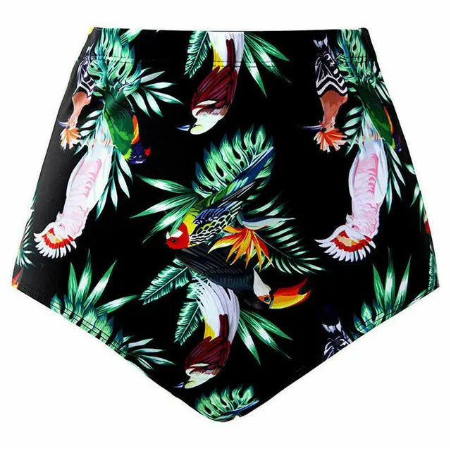 Finja - Eté Femme Taille Haute Bikini Bottom Floral Maillot de bain