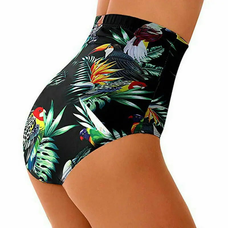 Finja - Eté Femme Taille Haute Bikini Bottom Floral Maillot de bain