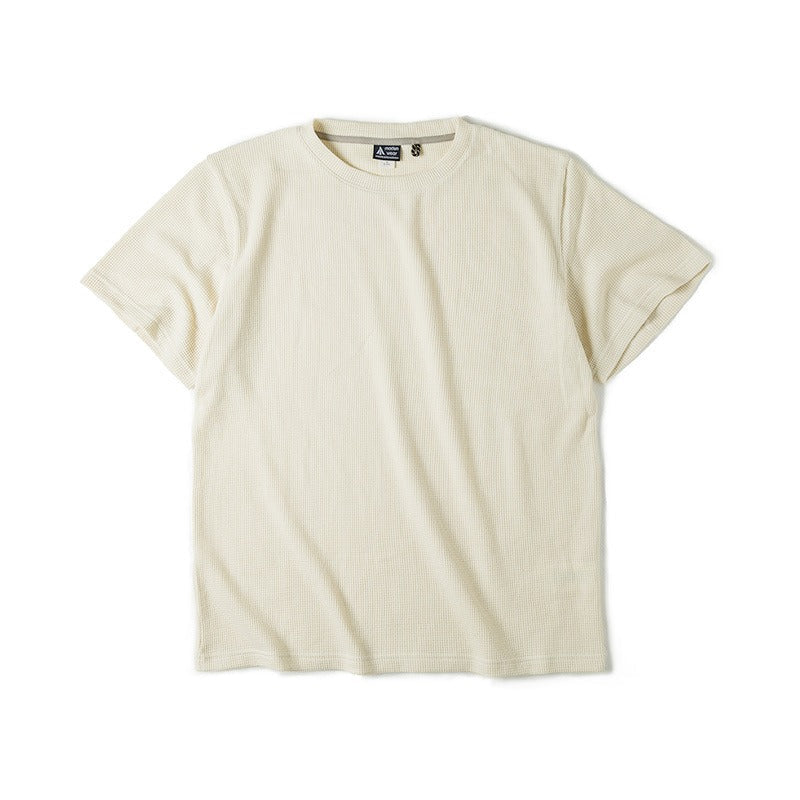 T-shirt blanc gaufré à manches courtes pour hommes - Brando