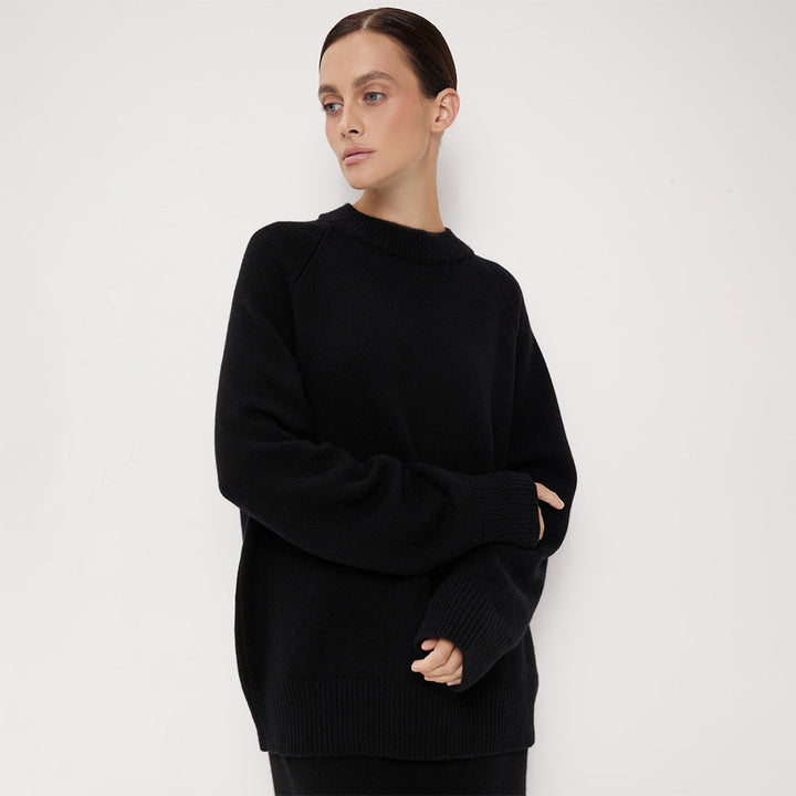 Pull en maille à col ras du cou pour femmes - Eveline