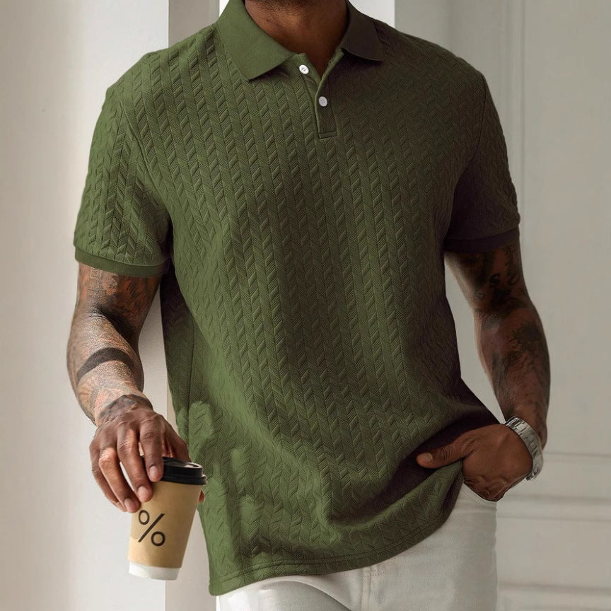 Polo texturé géométrique crème pour hommes - Edgar