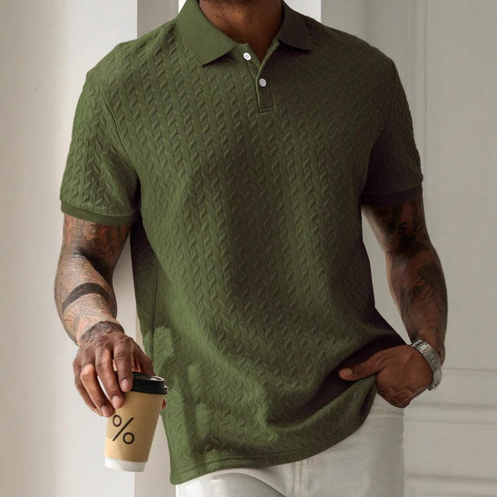 Polo texturé géométrique crème pour hommes - Edgar