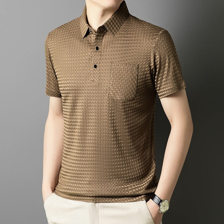 Polo géométrique tissé pour hommes avec poche avant - Marcelo