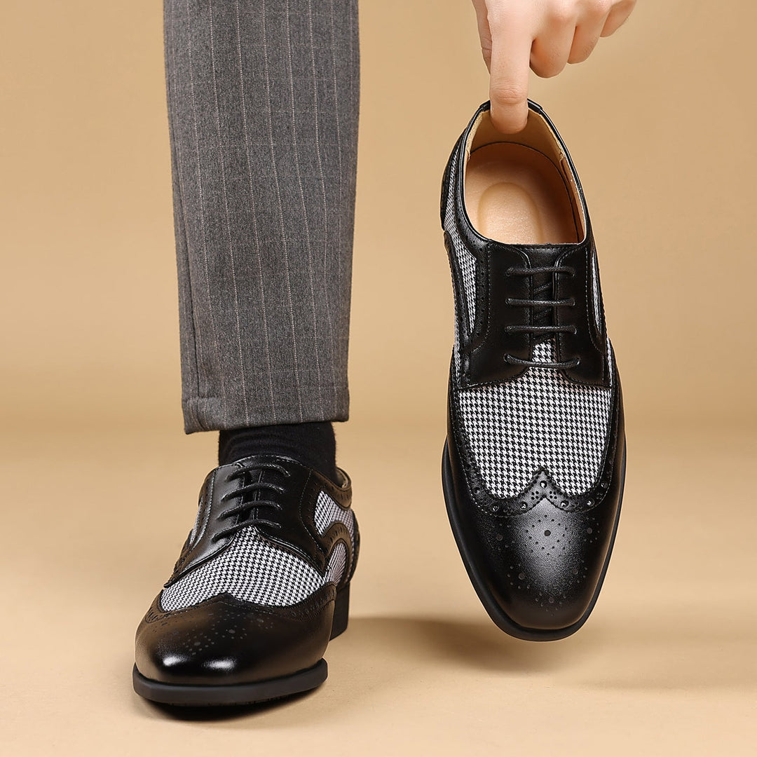 Chaussures oxford en cuir à carreaux pour hommes - Henrik