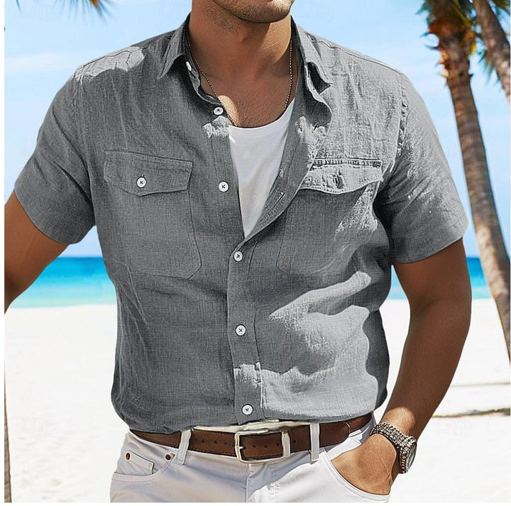 Chemise en lin pour homme, col classique, style été - Elias