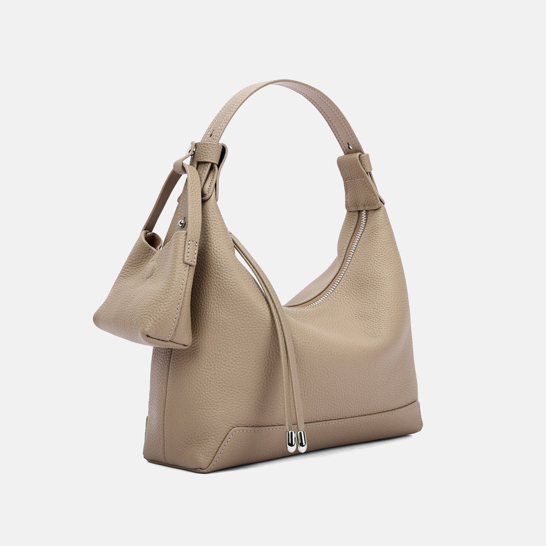 Sac à bandoulière en cuir véritable pour femme au design structuré - Ivonne