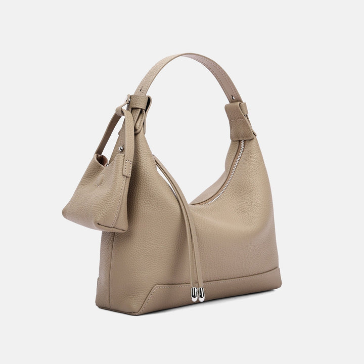 Sac à bandoulière en cuir véritable pour femme au design structuré - Ivonne