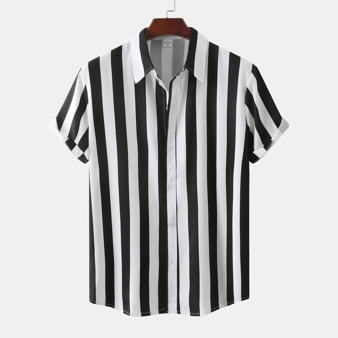 Chemise à manches courtes pour homme avec patte de boutonnage - Rayée