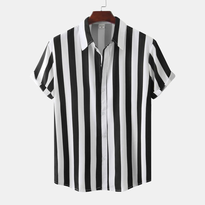 Chemise à manches courtes pour homme avec patte de boutonnage - Rayée