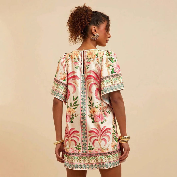 Robe courte à imprimé floral de style ethnique pour femmes - Nayeli