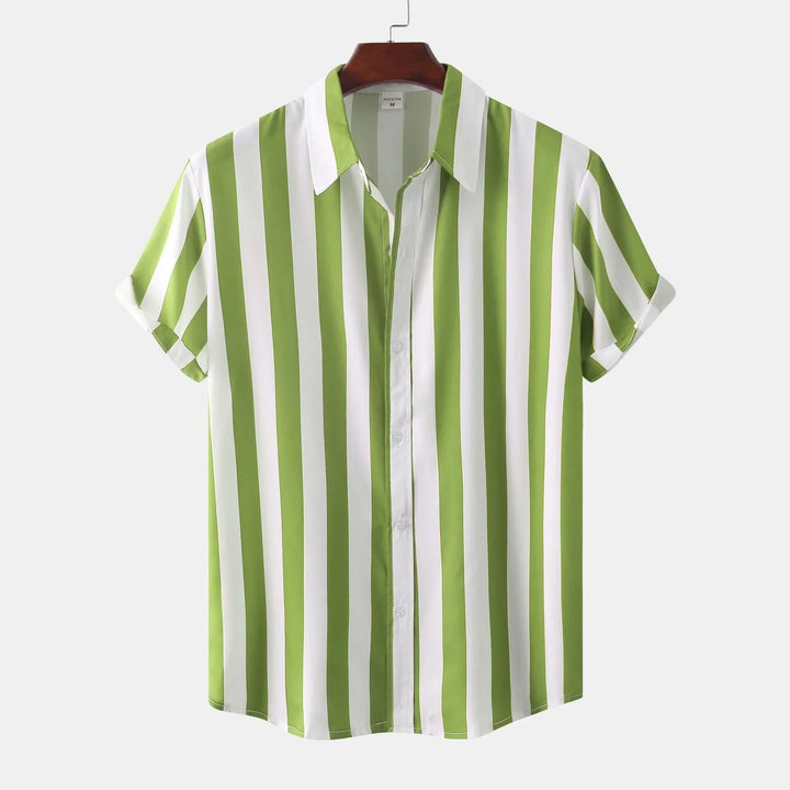 Chemise à manches courtes pour homme avec patte de boutonnage - Rayée