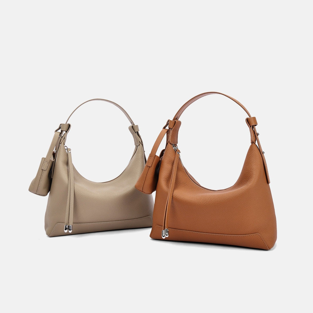 Sac à bandoulière en cuir véritable pour femme au design structuré - Ivonne