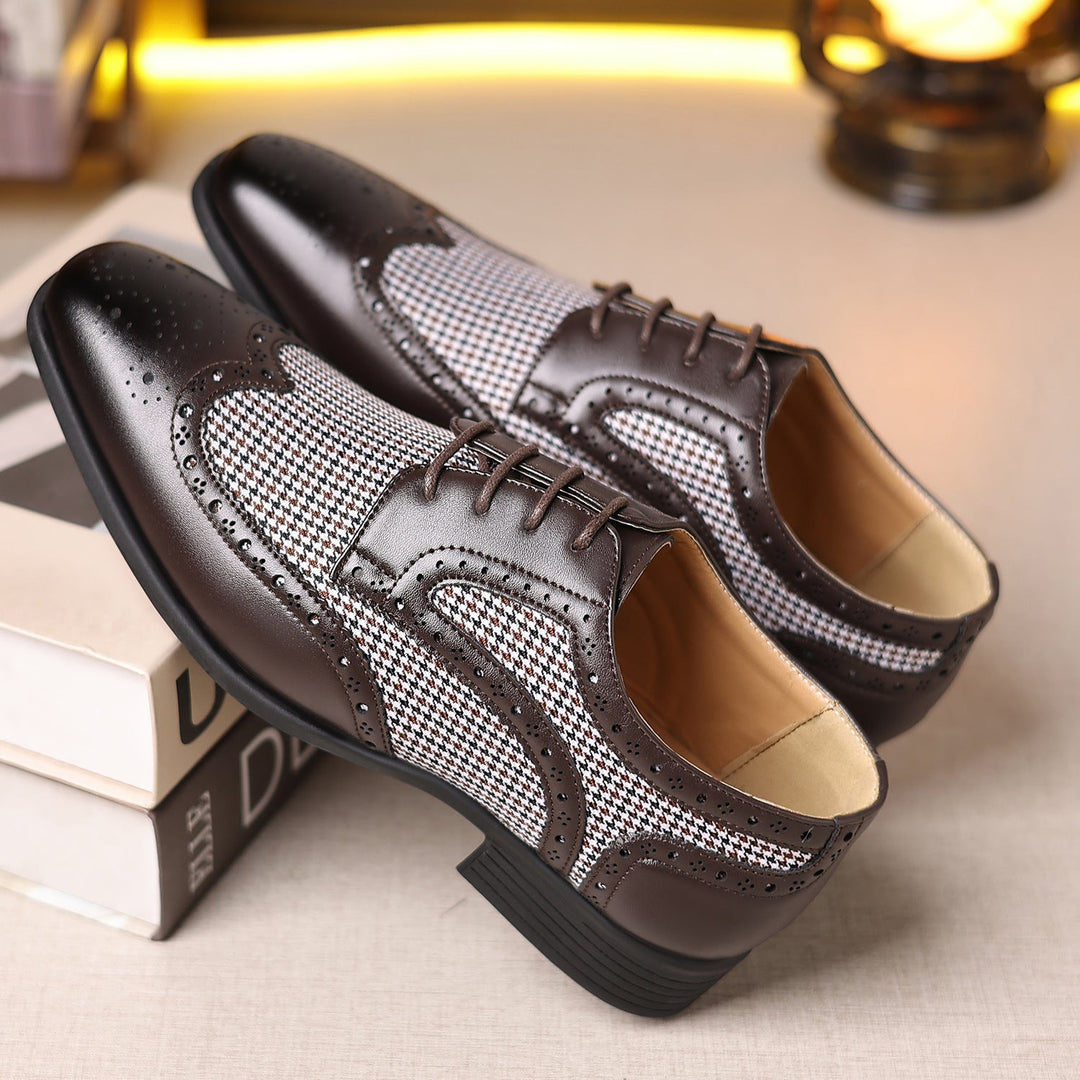 Chaussures oxford en cuir à carreaux pour hommes - Henrik