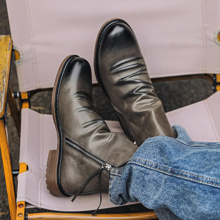 Bottines en cuir pour hommes avec fermeture éclair sur le côté - Alex