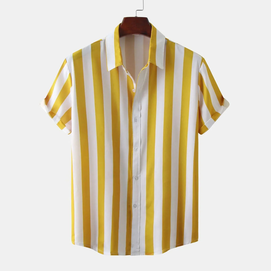 Chemise à manches courtes pour homme avec patte de boutonnage - Rayée
