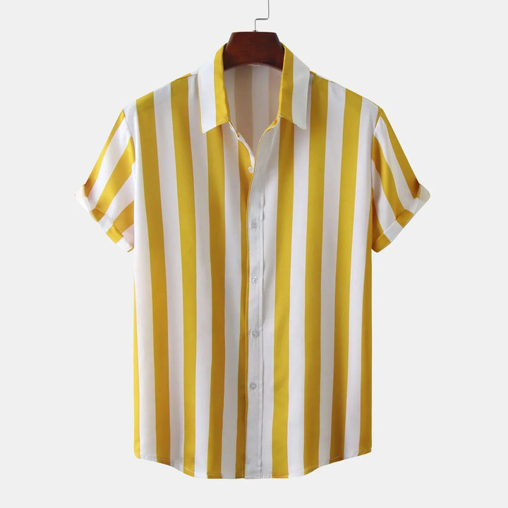 Chemise à manches courtes pour homme avec patte de boutonnage - Rayée