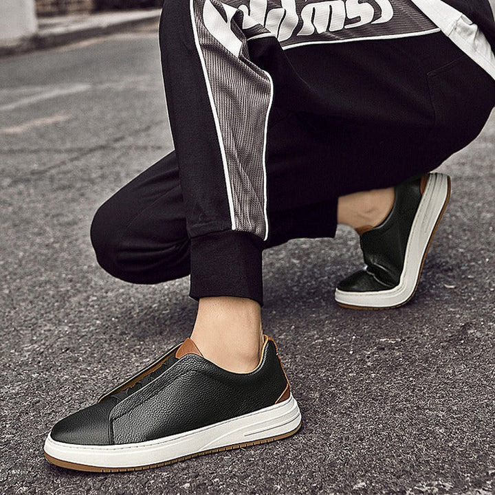 Baskets basses sans lacets en cuir véritable pour hommes, style décontracté - Renato