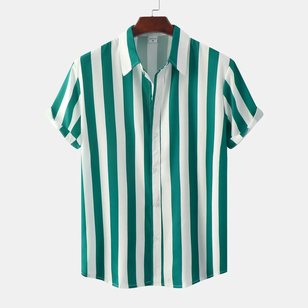 Chemise à manches courtes pour homme avec patte de boutonnage - Rayée