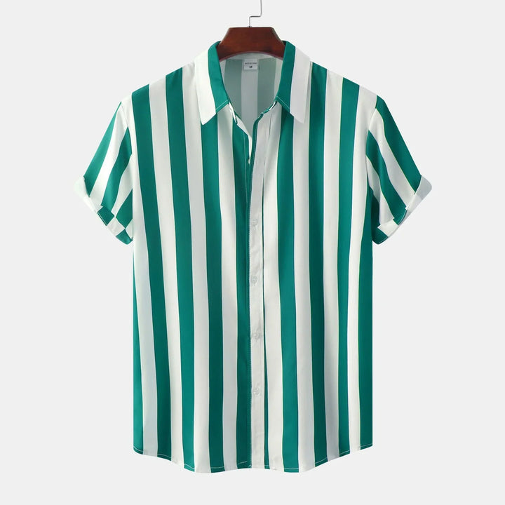 Chemise à manches courtes pour homme avec patte de boutonnage - Rayée