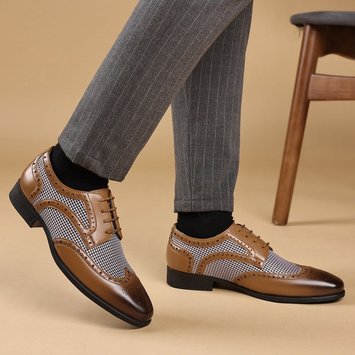 Chaussures oxford en cuir à carreaux pour hommes - Henrik