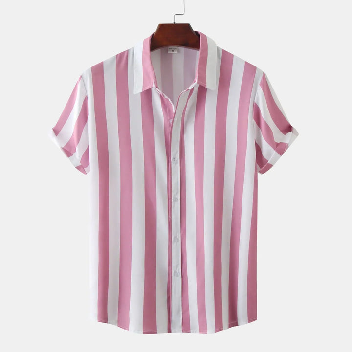 Chemise à manches courtes pour homme avec patte de boutonnage - Rayée