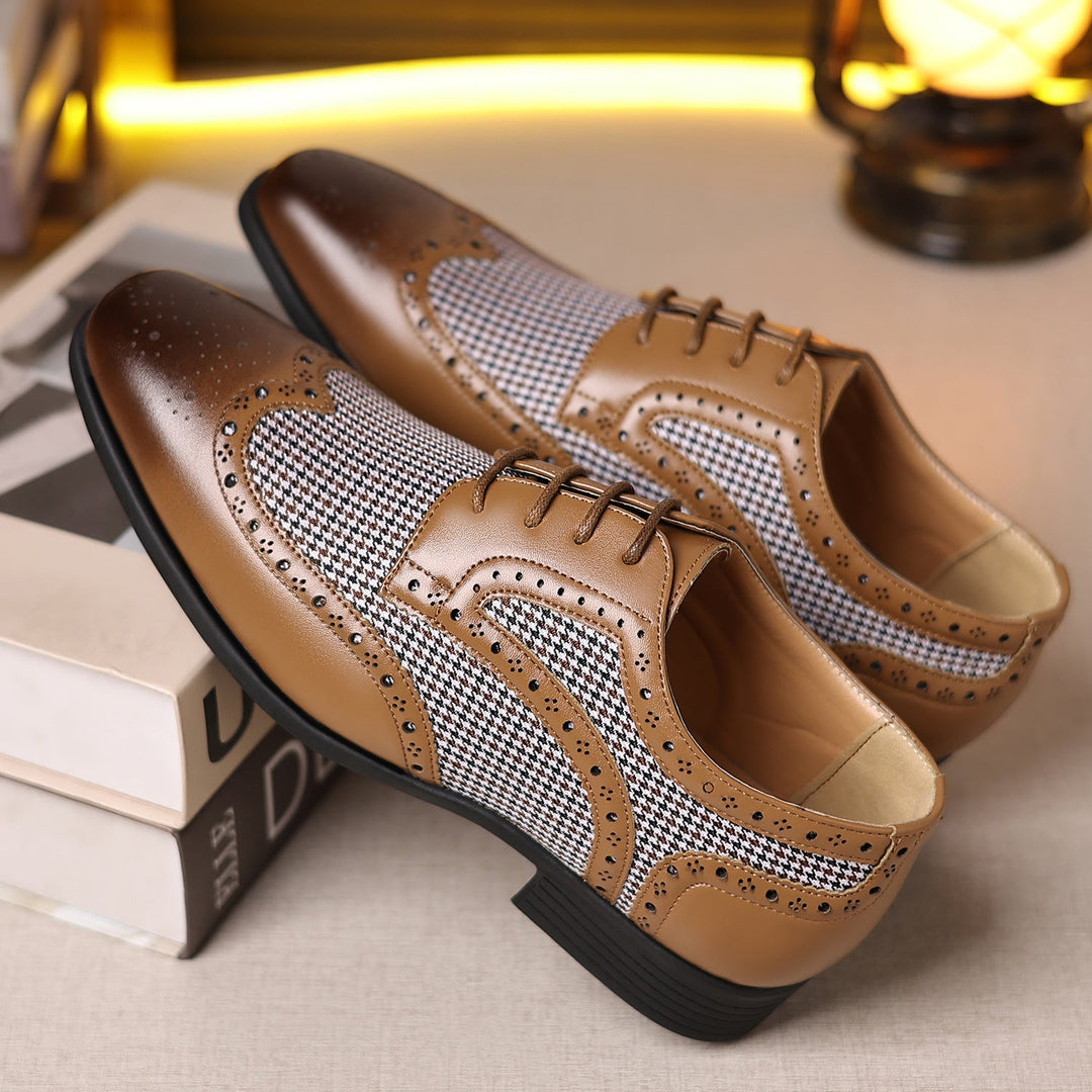 Chaussures oxford en cuir à carreaux pour hommes - Henrik