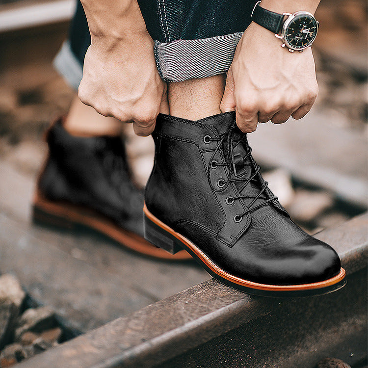 Bottes en cuir style vintage pour hommes - Xavi