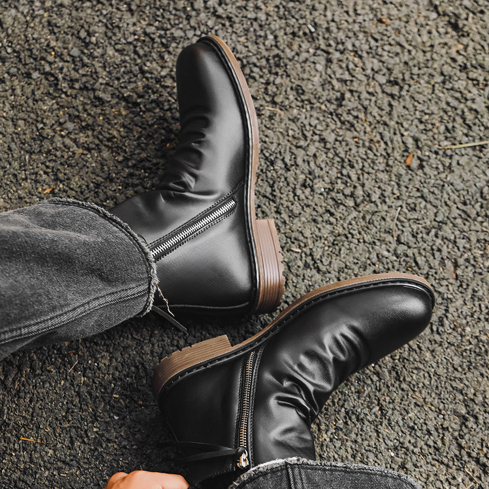Bottines en cuir pour hommes avec fermeture éclair sur le côté - Alex