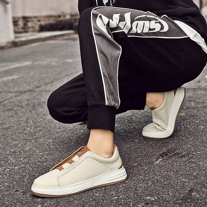 Baskets basses sans lacets en cuir véritable pour hommes, style décontracté - Renato